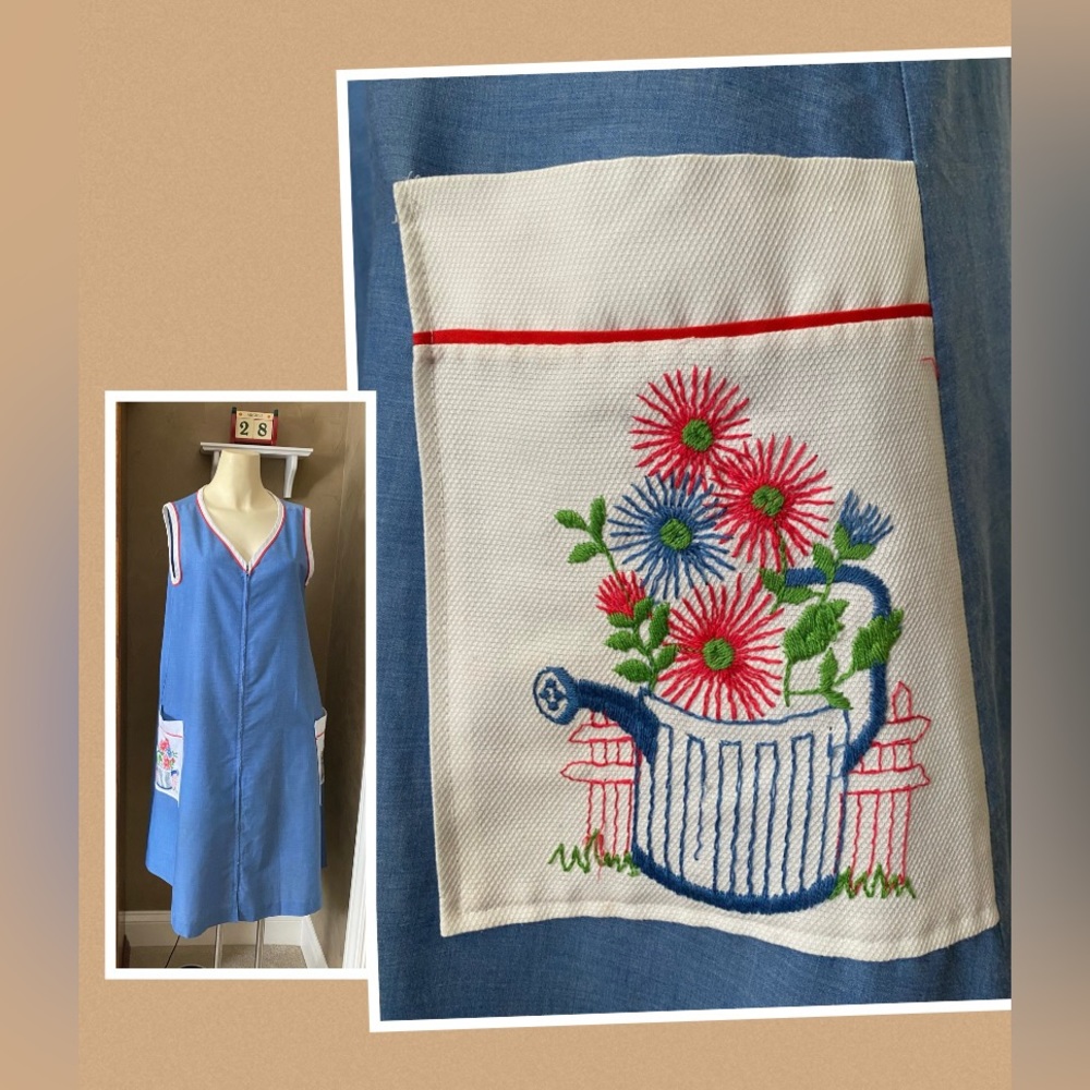Komar 70s vintage house blue sleeveless dress robe women’s size M/L